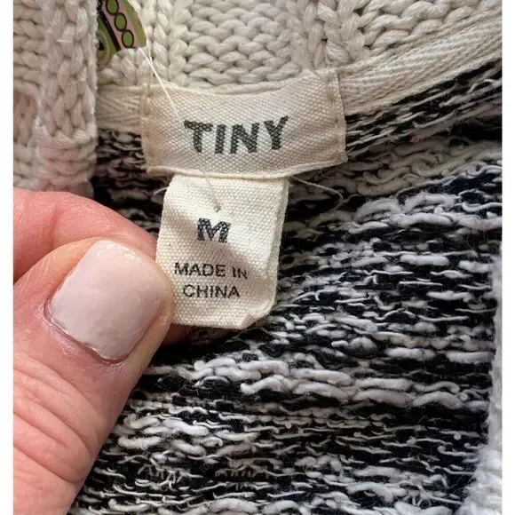 TINY ANTHROPOLOGIE Black & Tan BOHO AZTEC Open CARDIGAN WRAP SWEATER sz M - Picture 6 of 7